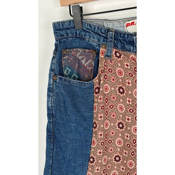 Dr Collectors Free People Patched Button Fly Denim Jeans Womens Small Bohemian - Picture 8 of 15